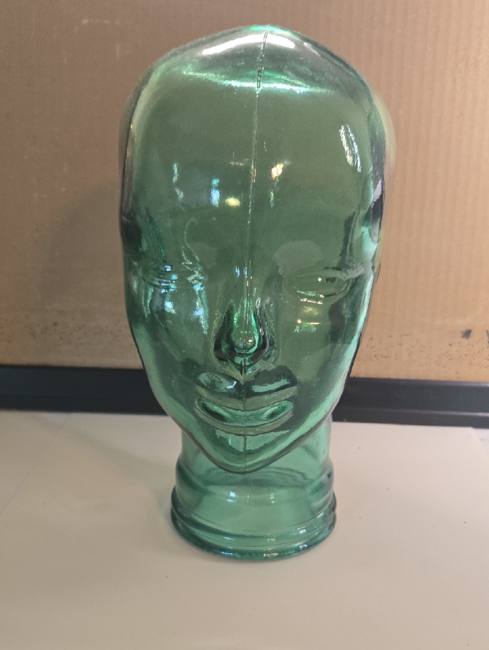 Green Glass Mannequin Head Display